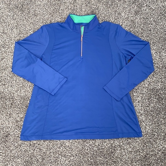 EP NY Long Sleeve Zip Polo w/ Ruffle Trim - BlueBelle - Picture 2 of 6